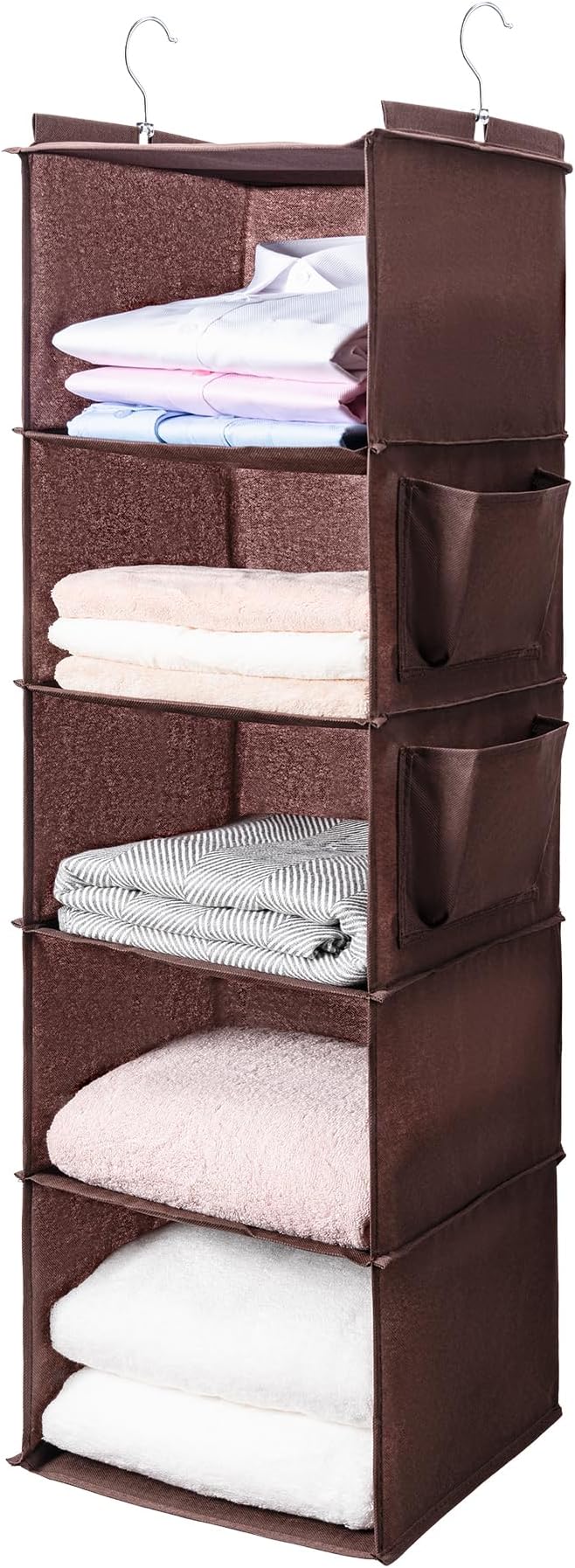 BOOMIBOO Hanging Closet Organize and Shelves, 5-Hanging Shelf（Browm） | by BOOMIBOO