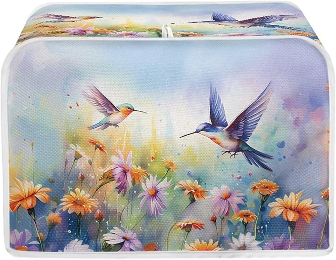 Hummingbird Daisy Print 2 Slice Toaster Cover for Home Waterproof Dustproof Fingerprint Protectors for Kitchen Small Appliance