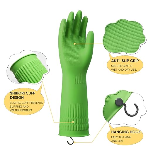 Rubber Gloves for Cleaning – 3 Pairs Reusable Gloves for Dishwashing, Kitchen - Image 2