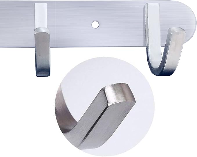 Coat Hook Rail Brushed Nickel 14-inch Towel Rack Wall Mounted - Image 4