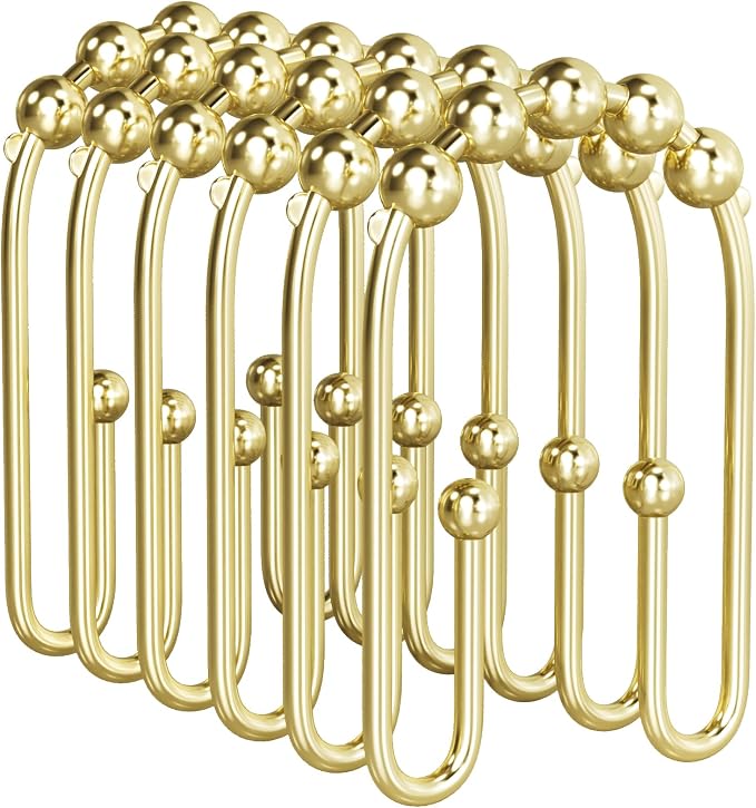 AmazerBath Shower Curtain Hooks Gold Shower Curtain Rings Rust Proof, Double by AmazerBath