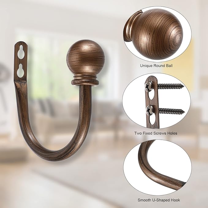 Sumnacon Curtain Holdbacks 2 Pcs Wall Mounted Curtain Tiebacks - Image 2