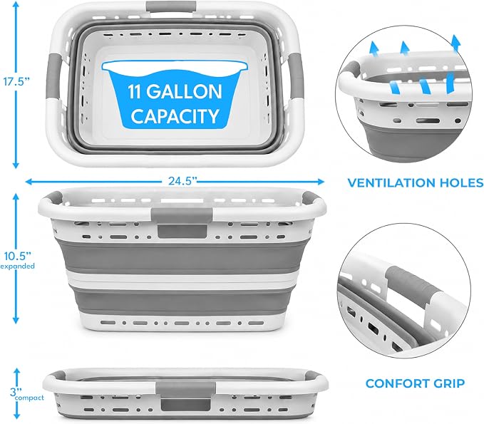 Brookstone 11 Gal Collapsible Laundry Basket - Image 6