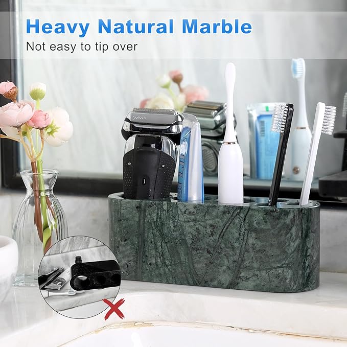 BCS Toothbrush Holder for Bathrooms, 6 Slots Marble Toothbrush Organizer - Image 7