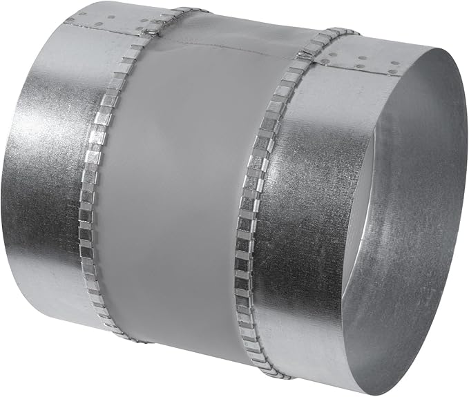 Vent Systems 6" Inch Flexible Vibration-Reducing Male Fit Duct Connector – Round Galvanized Steel Dryer Vent Hose Connector, Spiral Duct, Pipe Extender, HVAC Ventilation - Inline Duct Work Coupler