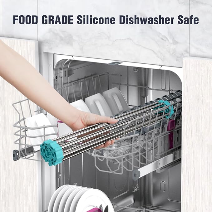 Tomorotec Roll Up Dish Drying Rack Over Sink, 304 Steel, Heat-Resistant Trivet - Image 7