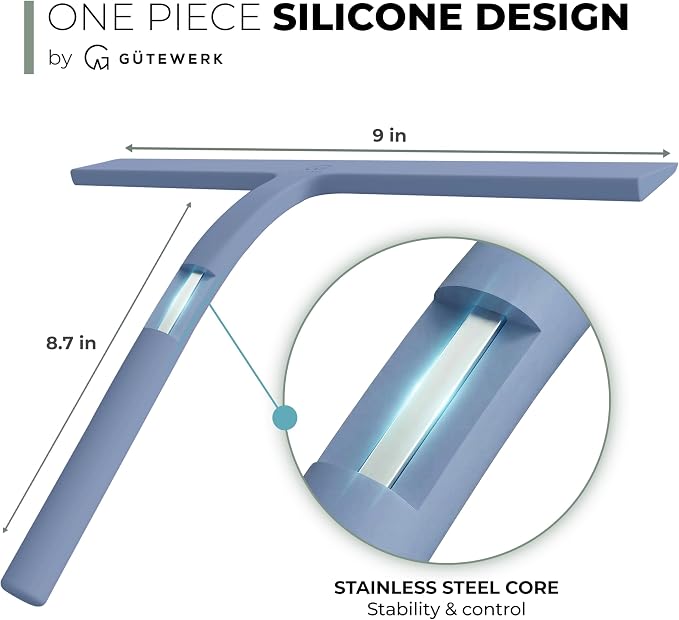 Silicone Shower Squeegee with 3-in-1 No-Drill Mount, Streak-Free & No-Squeak - Image 4