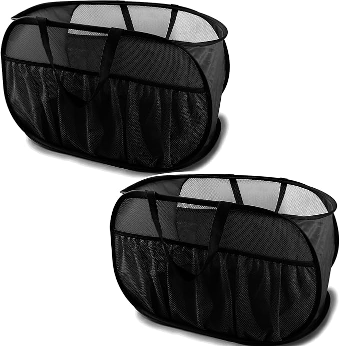 2 Pack Collapsible Laundry Baskets, Upgrade Pop Up Laundry Hamper by BATTOO
