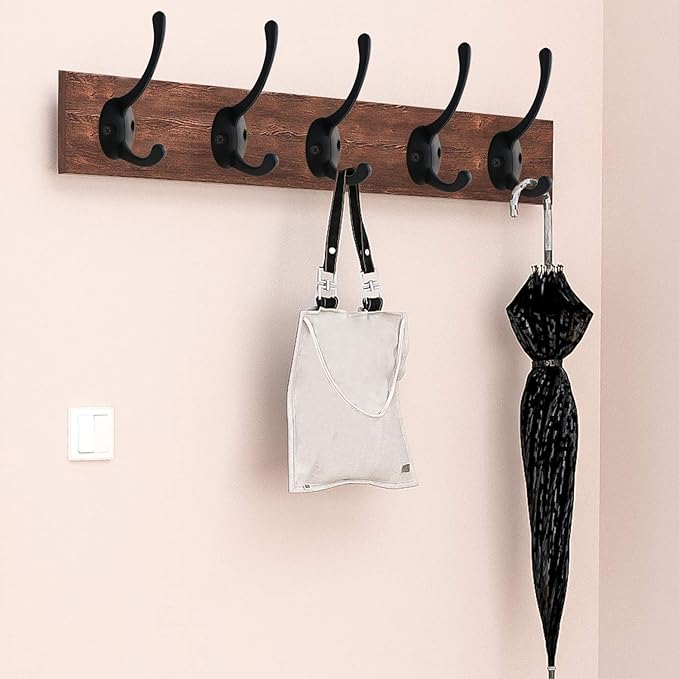 IBosins 32 Pack Black Double Coat Hooks Wall Mounted - Image 5
