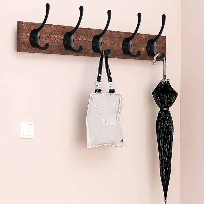 IBosins 12 Pack Black Double Coat Hooks Wall Mounted - Image 5