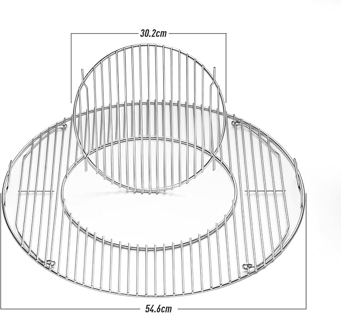Hinged Cooking Grate for Weber, 22.5 inch Charcoal Grills, Kettle, Performer, Master-Touch, Grill Grate Replacement Part for Weber