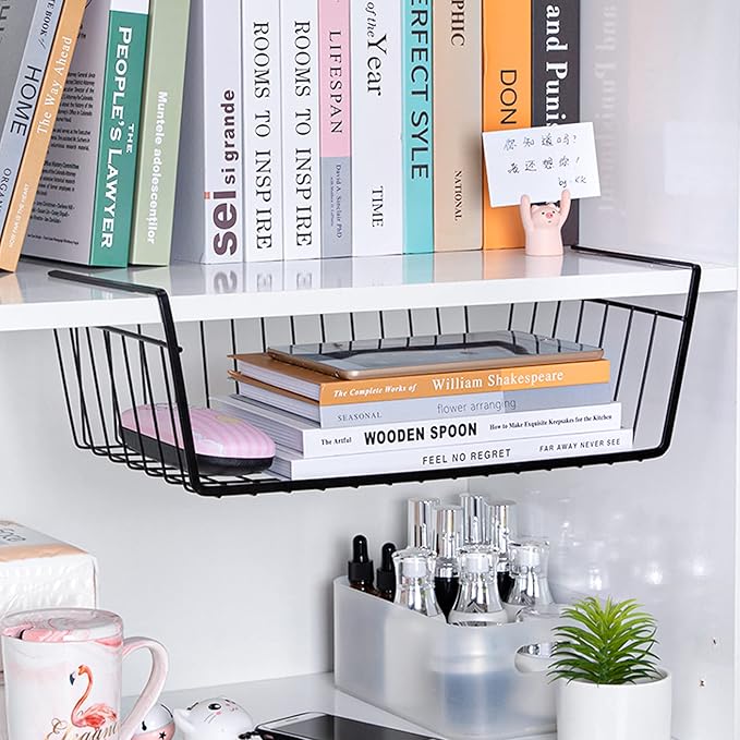 2Pcs Under Shelf Basket Metal Wire Under Cabinet Basket - Image 6