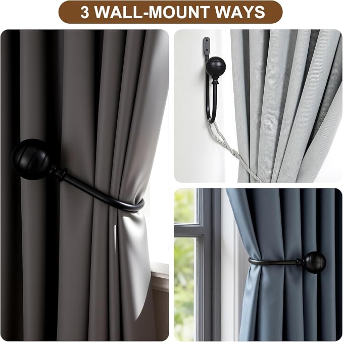 Large Curtain Holdbacks, Matte Black - Image 6