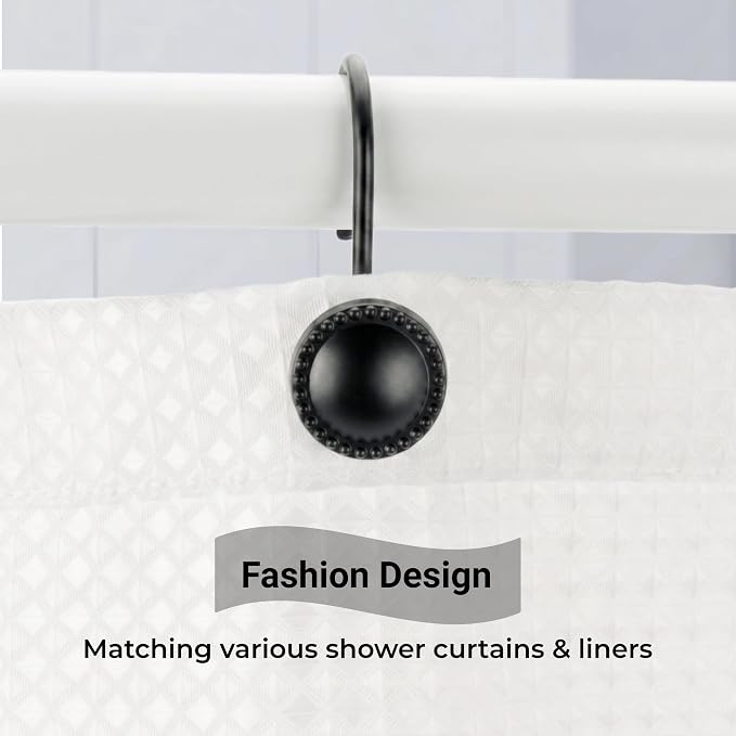 Shower Curtain Hooks, Rust-Resistant Decorative Rings, Smooth Glide, Circular - Image 4