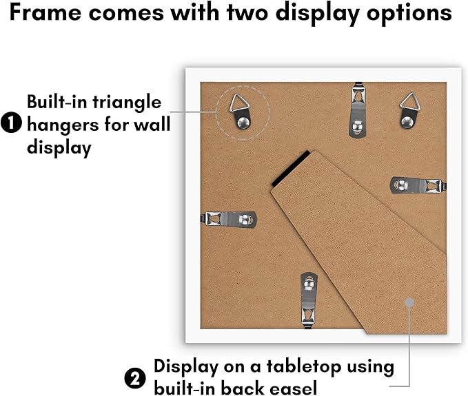 Americanflat 7x7 Picture Frame with Polished Plexiglass - Set of 5 - Use as 4x4 Frame with Mat or Display 7x7 Photo Without Mat - Galleria Collection - Square Frames for Tabletop and Wall - White