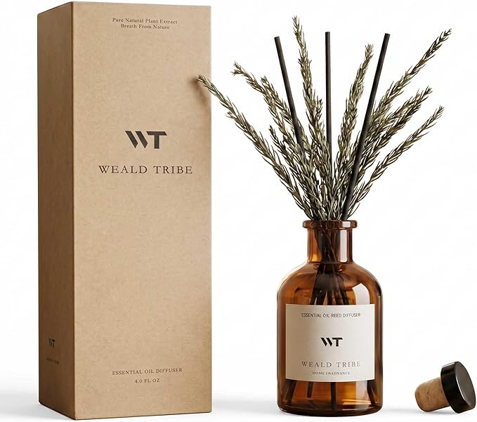 Reed Diffuser Set for Bathroom Air Fresheners, Oil Diffuser Sticks by WEALD+TRIBE