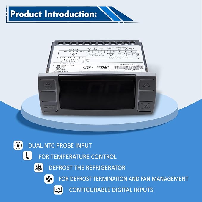 for Dixell XR06CX-4AAGILS Temperature Controller, Upgraded Version, Large Digital Display,Fit for 120V 50-60hz Commercial Refrigerators/Freezer (4N1F1 Upgrade-Large Print)