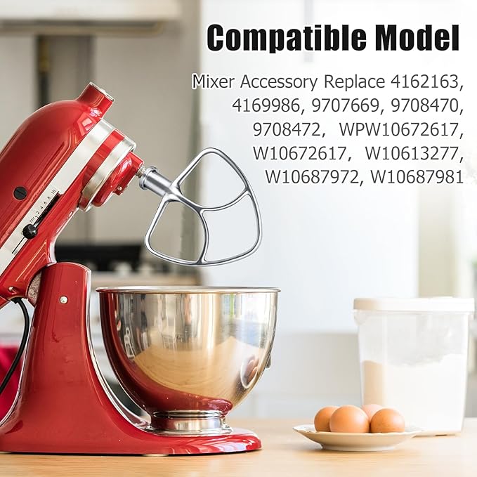 Stainless Steel K45B Coated Flat Beater for KitchenAid 4.5-5 Qt Mixer Paddle Attachment Flat Beater Fits Stand Mixer Bowls For KitchenAid 4.5-5 Quart Bowls, Kitchenaid Paddle Attachment