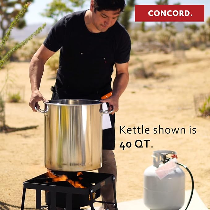 Concord Cookware Stainless Steel Stock Pot Kettle, 60-Quart
