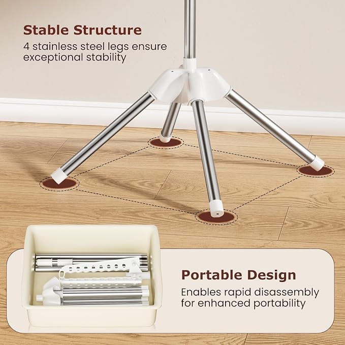 Foldable Clothes Drying Rack, Rotatable Free Standing drying rack, 1 Layer | - Image 5
