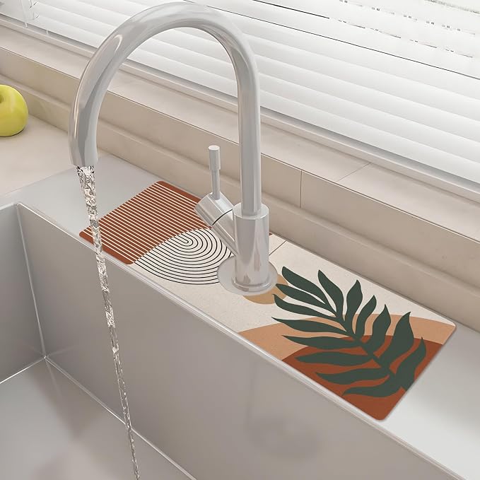 15" X 5.5" Kitchen Sink Splash Guard Faucet Mat Boho Super Absorbent Fast by Unknown
