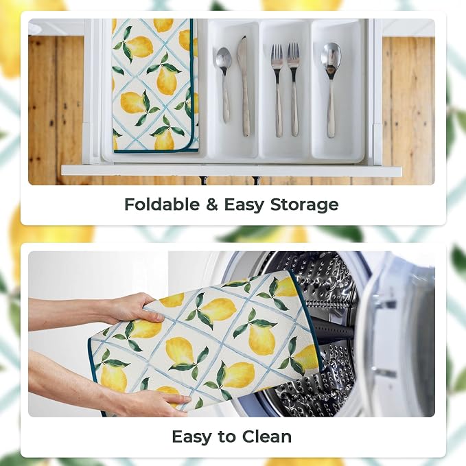 FRESHMINT Dish Drying Mats 2 Pack, Farmhouse Lemon | Quick Dry, Ultra Absorbent - Image 6