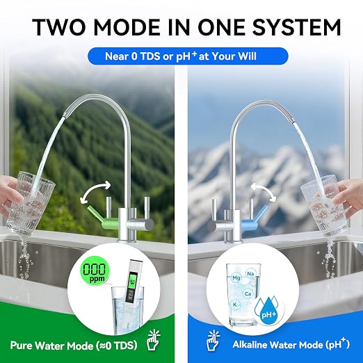 WINGSOL Dual Mode Reverse Osmosis Water Filter, Mineral Alkaline UV 0 TDS - Image 2