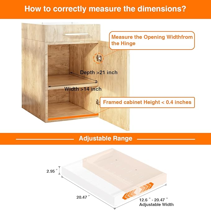 LEGUANG 2 Pack Expandable Pull-Out Cabinet Organizers (12.6-20.4" W x 21" D) - Upgraded 3 Quiet Slide Rails, Nano-Film Adhesive Fixing, White, Fit Kitchen/Living Room/Bathroom/Vanity