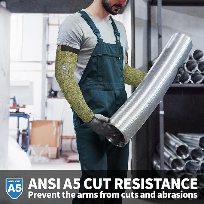 Schwer 100 Pairs CORE Arm Protection Sleeves S081, ANSI A5 Cut Resistant Sleeves with Thumbhole, Non-PFAS Flame Resistant Welding Sleeve for Work Kitchen, Farmer Sleeve for Gardening Arm Guards