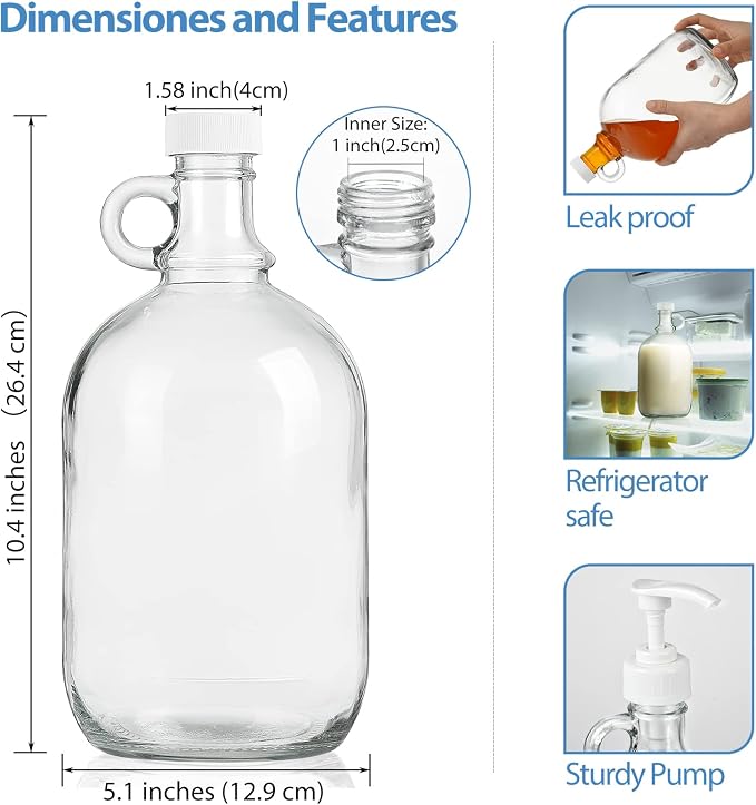 2 Pcs Glass Liquid Laundry Detergent Dispenser, Half Gallon Soap Dispenser - Image 6