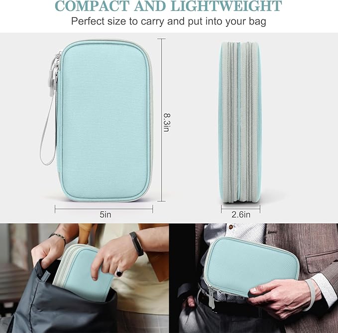 FYY Electronic Organizer, Travel Tech Pouch Bag, Mint Green | Wrist Strap - Image 2