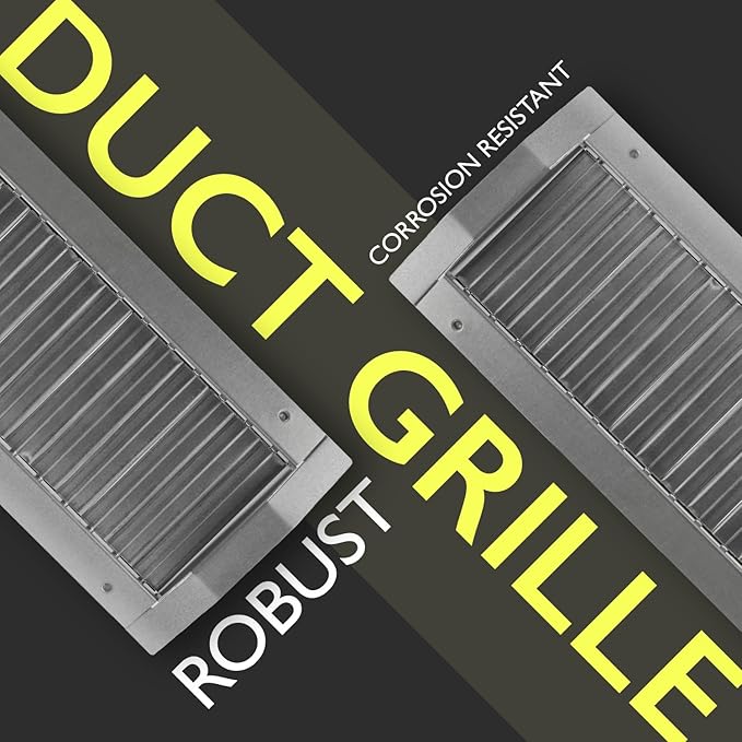 17" x 5" Grille for Round Spiral Duct - Galvanized Steel Register Vent Cover for HVAC Ducting System - 1 Way Adjustable Louver Blades - Air Duct Ventilation Grill Conditioner/Air Exhaust
