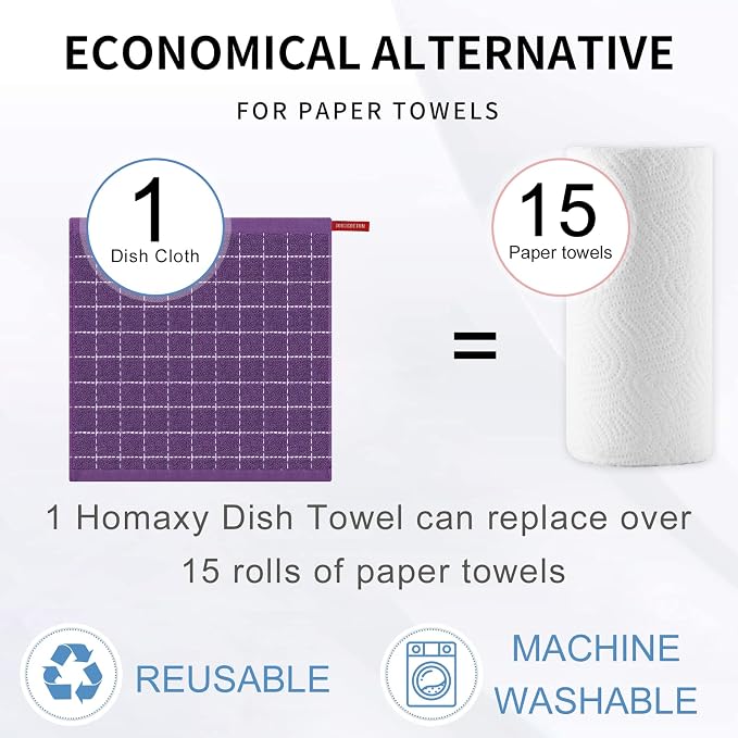Homaxy 100% Cotton Terry Kitchen Dish Cloths, 6 Pack - Image 7