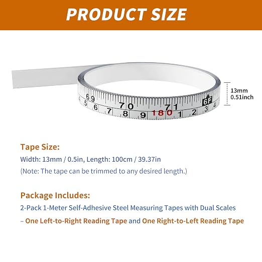 2-Pack Steel Self-Adhesive Measuring Tape, 100cm/39Inch - Image 2