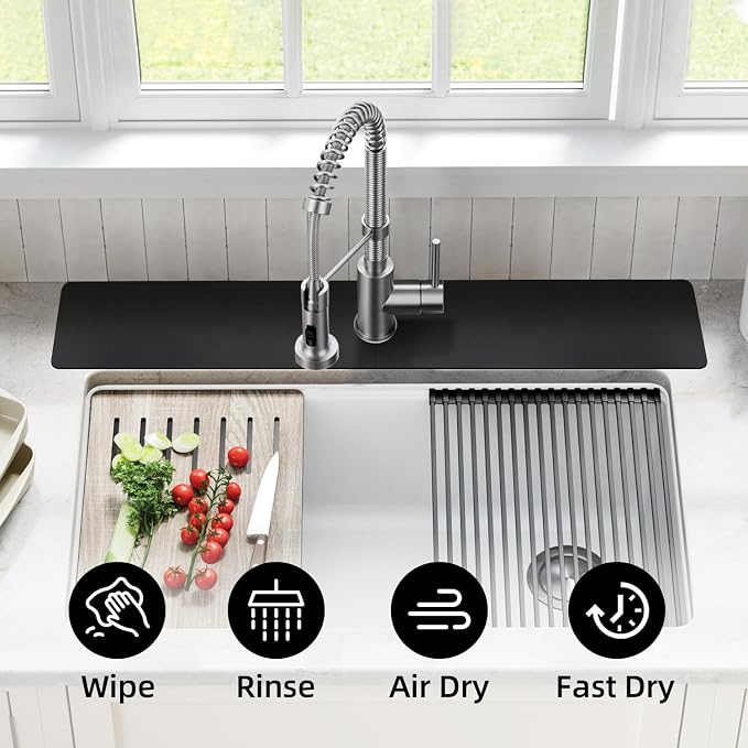 LOPNUR Cuttable Faucet Mat for Kitchen Sink, Extra Long 29 Inch, 0.8-2.4 Inch - Image 4