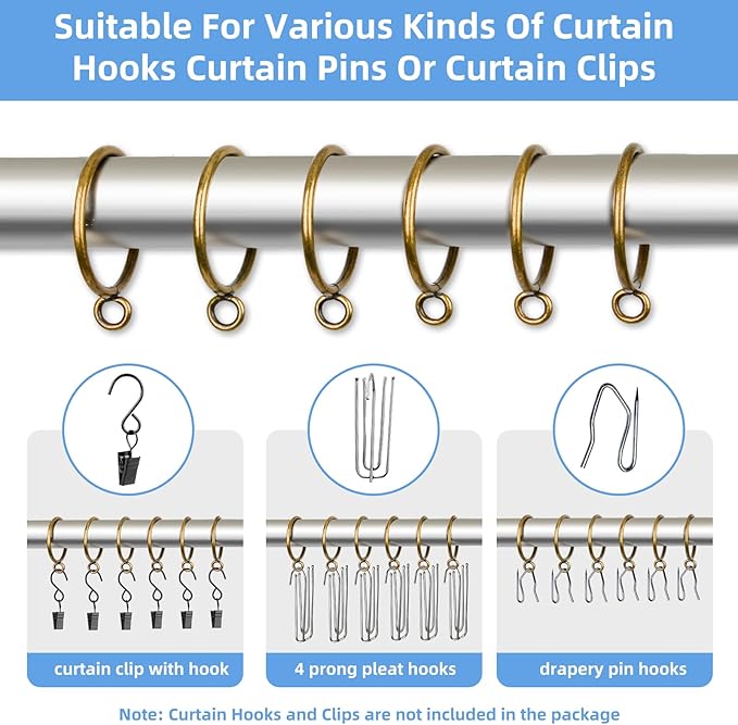 Curtain Rings with Eyelets, 48 Pack Metal Drapery Rings - Image 4