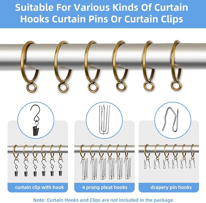 Curtain Rings with Eyelets, 48 Pack Metal Drapery Rings - Image 4