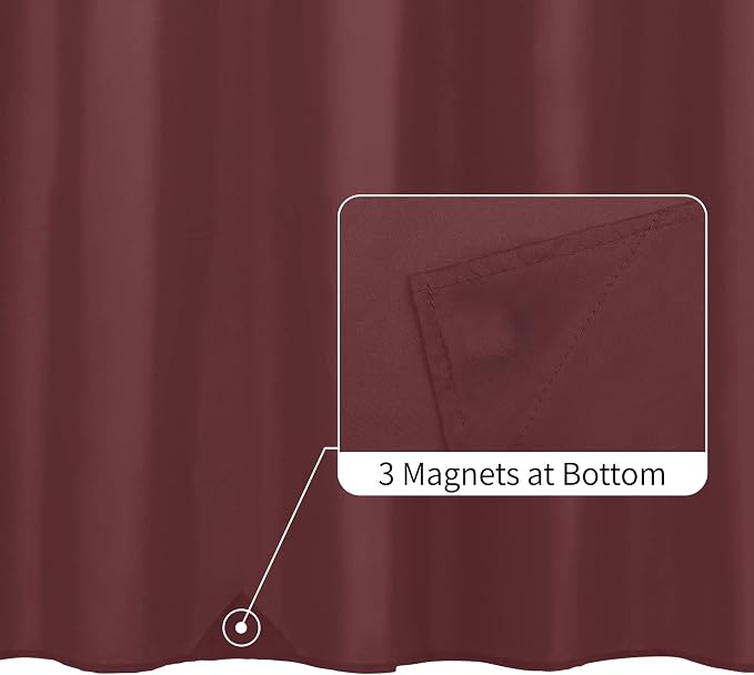 ALYVIA SPRING Waterproof Fabric Shower Curtain or Liner Burgundy Red - Image 2