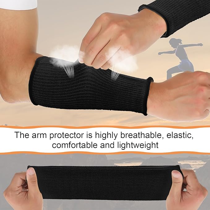 Neer 4 Pair Protective Arm Sleeves for Thin Skin Anti-Cut Burn Resistant Cover Forearm Sleeve for Cooking Construction(Black, Blue, 7.9 Inch)