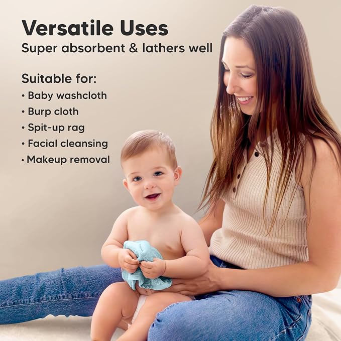 6-Pack Baby Washcloths, Soft Absorbent Washcloths - Image 6