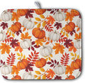 Fall Dish Drying Mat for Kitchen Counter Autumn Orange White Pumpkin Maple by Kwlegh