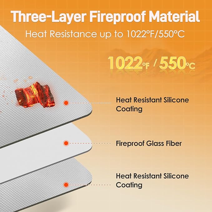 Heat Resistant Mat for Air Fryer, 16 x 20in Heat Resistant Mat for Countertop, Fireproof Silicone Countertop Protector Appliance Slider for Air Fryer, Coffee Maker, Toaster, Oven (Grey)