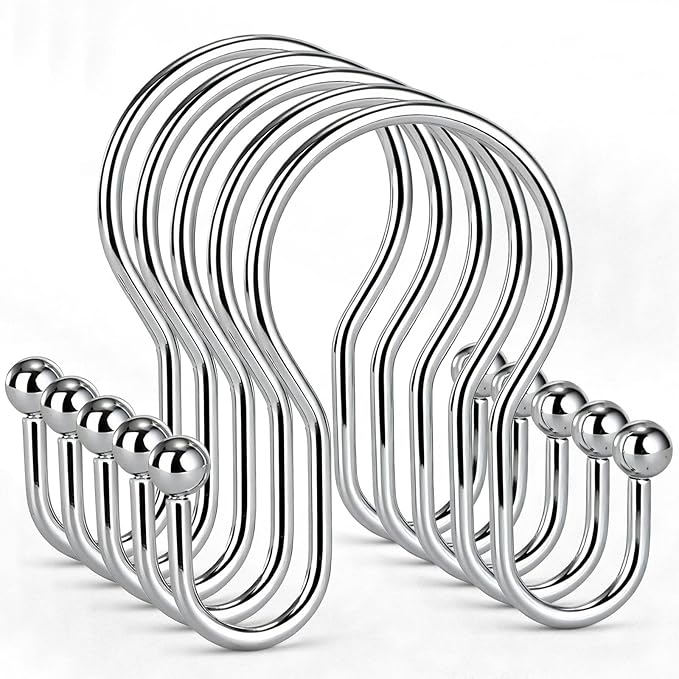 Shower Curtain Hooks, Stainless Steel Shower Curtain Hangers, Metal Shower by Goowin