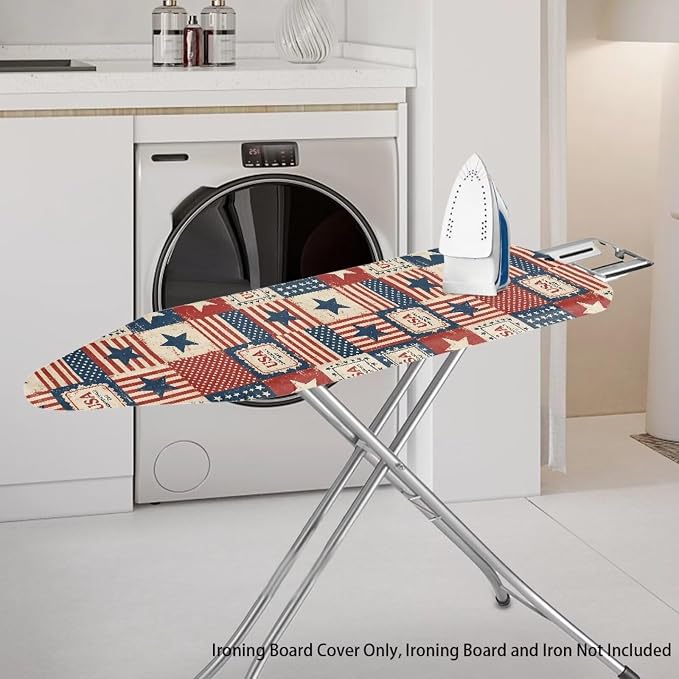 Ironing Board Cover, Standard Size 15x54, American Flag Plaid Pattern, Elastic - Image 2
