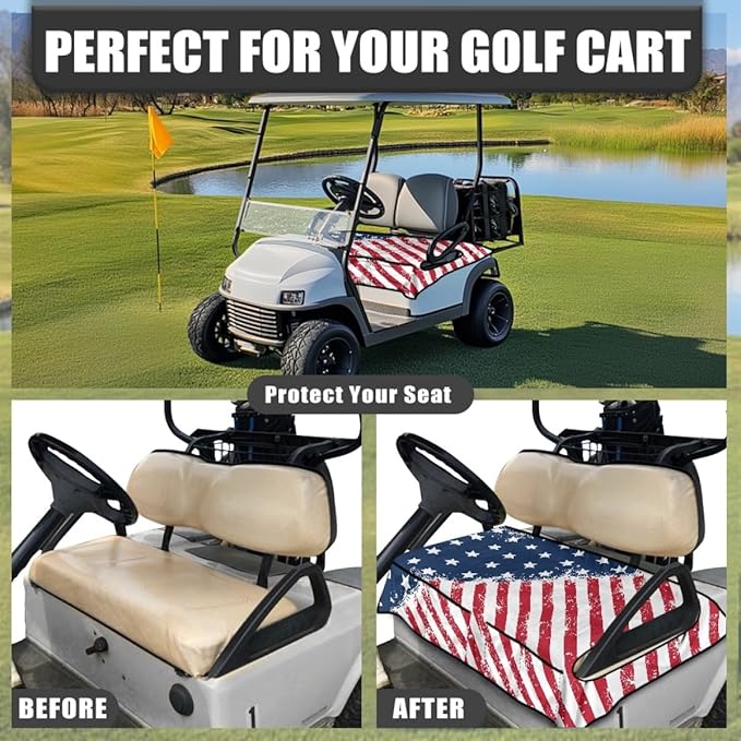 Golf Cart Seat Cushion Cover Featuring Universal Fit Design, Waterproof Protection and Comfortable Fabric for Golf Course Riding