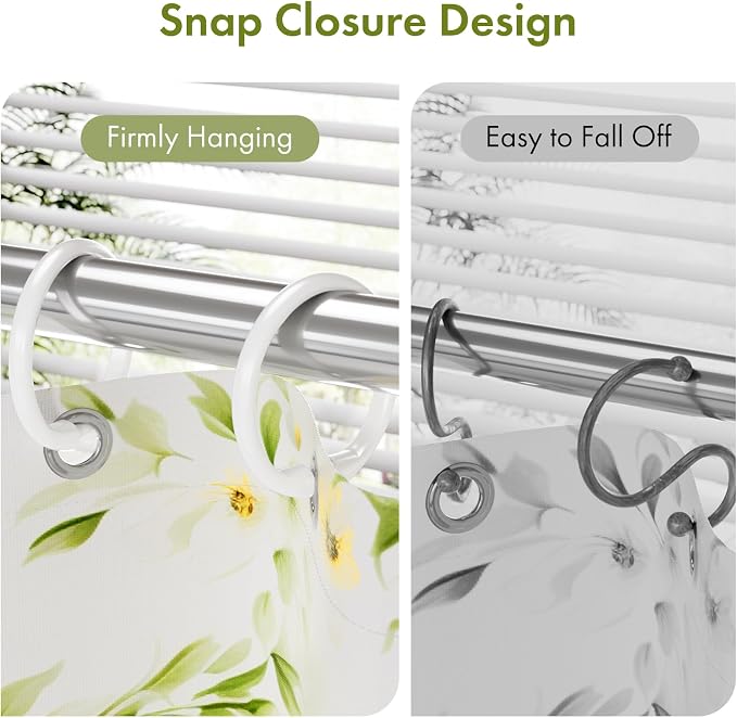 Amazer White Shower Curtain Rings, Shower Curtain Hooks Rings - Image 4