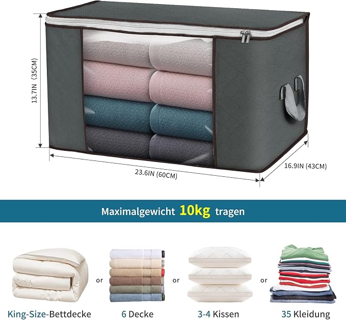 90L Large Storage Bags, 2 Pack Clothes Storage Bins Closet Organizers | - Image 2