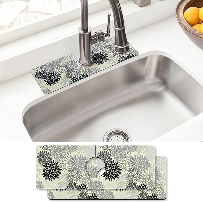 Sink Faucet Absorbing Mat, 2 Pack Drying Mat Around Faucet Sink Splash Guard by BathtubMat