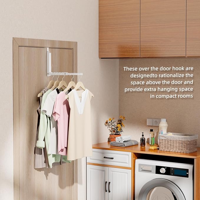 BAKON Over The Door Hanger Folding Clothes Drying Rack, Dorm Room Essentials - Image 2