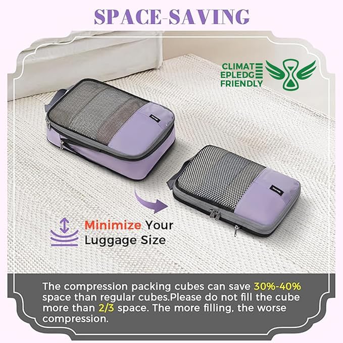 BAGAIL 4 Set/6 Set/8 Set Compression Packing Cubes Travel Accessories - Image 7
